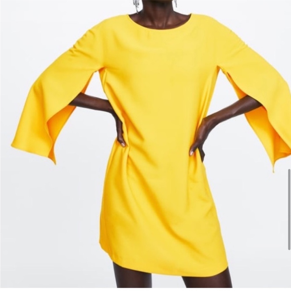 Zara Yellow Cape Dress
